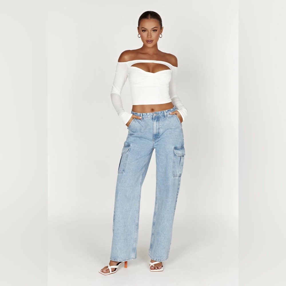 NWT MESHKI Jagger Relaxed Denim Jean - Mid Blue